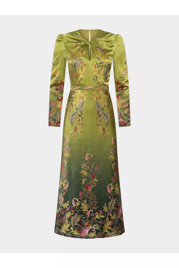 saloni claudia midi dress Claudia Midi Dress in Ambra Emerald SALONI