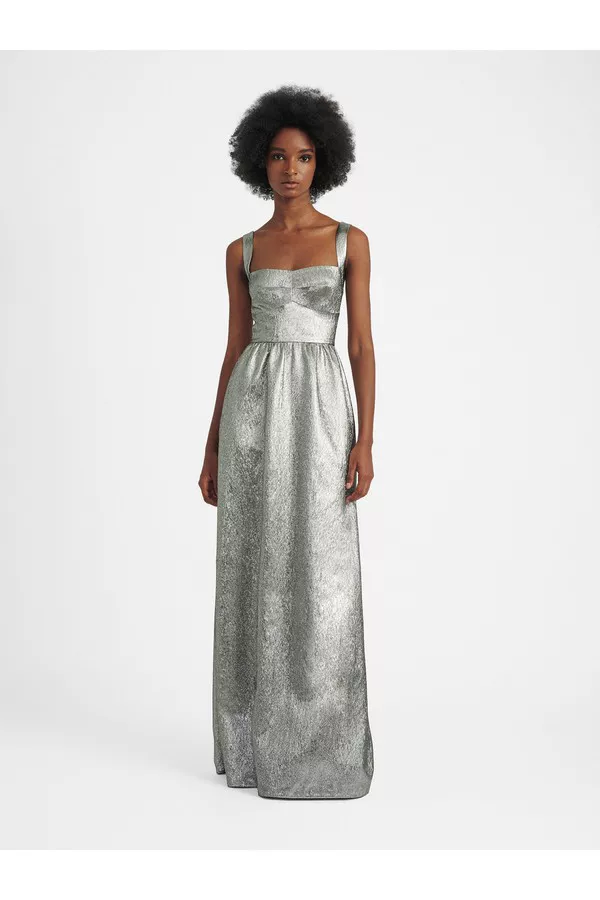 saloni silver sequin dress SALONI Eden V-Neck Sequinned Dress
