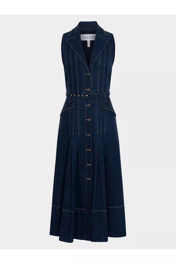 Livi Dress In Indigo by Saloni at THE MILE