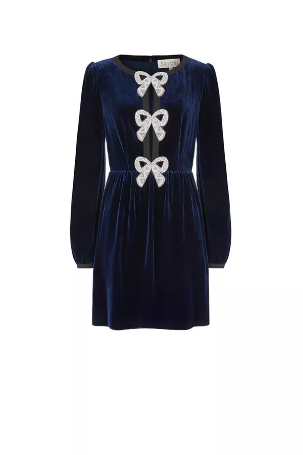 saloni black camille bows dress Camille Bows Mini Dress