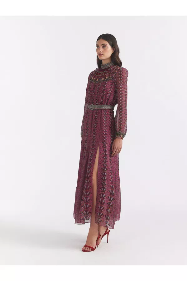 saloni burgundy dress Saloni Isa Ruffle Dress main image 0