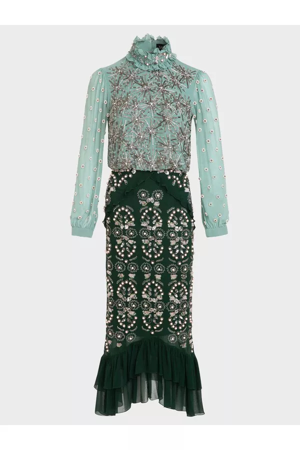 slim fit dress slacks Saloni | Aidan Long Dress