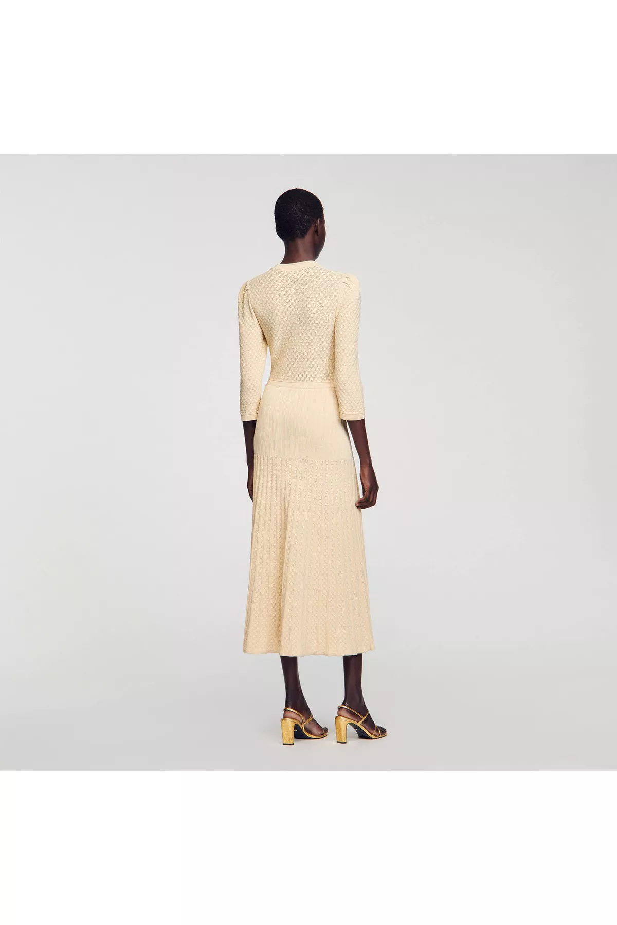 sandro pointelle knit midi dress Sandro Ramia Pointelle Knit Midi Dress
