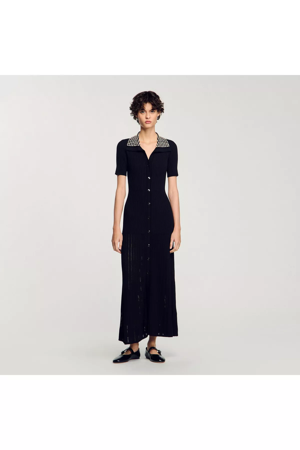 Knit Maxi Dress With Studs by Sandro at THE MILE