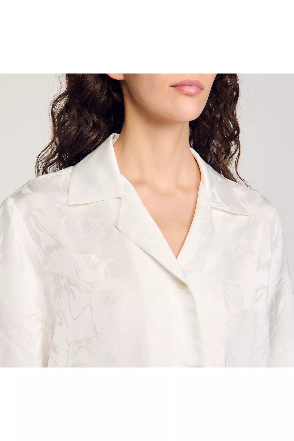 トップス louren flower jacquard cropped shirt flower jacquard cropped shirt – louren store