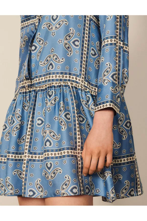 sandro short printed silk dress NWT Sandro Antropique Floral-Print Silk Dress ~Size 40~ Short Sleeve A-Line