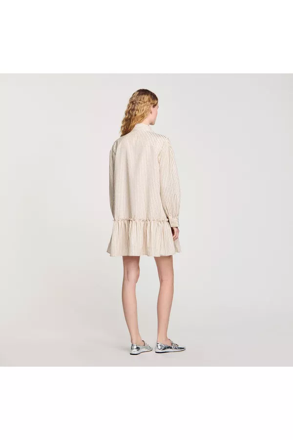 【SANDRO】Rhinestone Striped Shirt Dress Rhinestone Striped Shirt Dress by Sandro at THE MILE