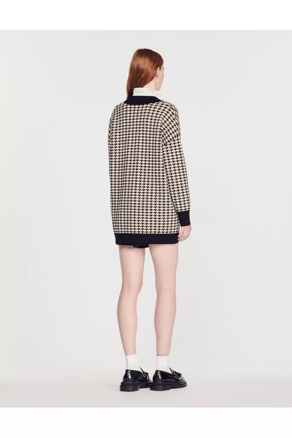 Long Houndstooth Coatigan by Sandro at THE MILE