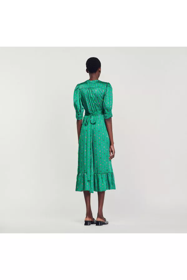 sandro satin look midi dress Sandro Satin Look Midi Dress
