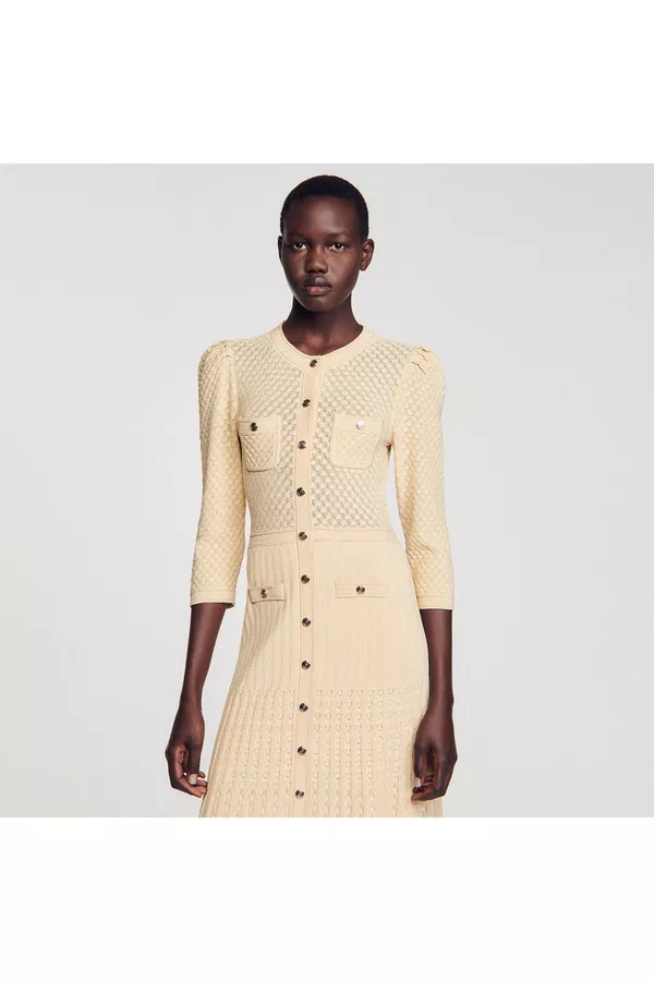 Pointelle Knit Midi Dress by Sandro at THE MILE