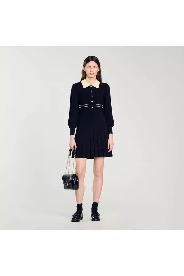 Pleated Knit Dress by Sandro at THE MILE