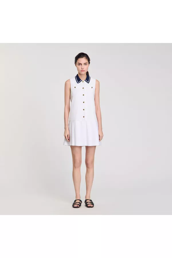 Mini Dress With Contrasting Collar by Sandro at THE MILE Mini Dress With Contrasting Collar by Sandro at THE MILE