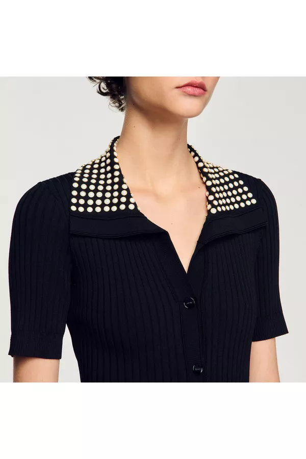 Knit Maxi Dress With Studs by Sandro at THE MILE