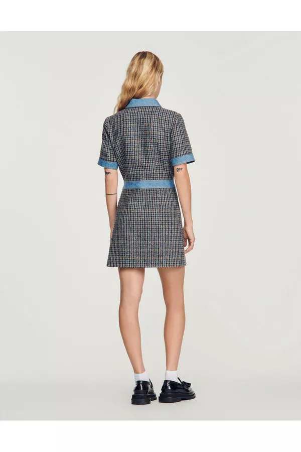 sandro denim tweed dress Sandro Denim- Trim Tweed Mini Dress by Sandro