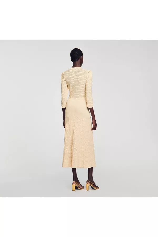 Pointelle Knit Midi Dress by Sandro at THE MILE