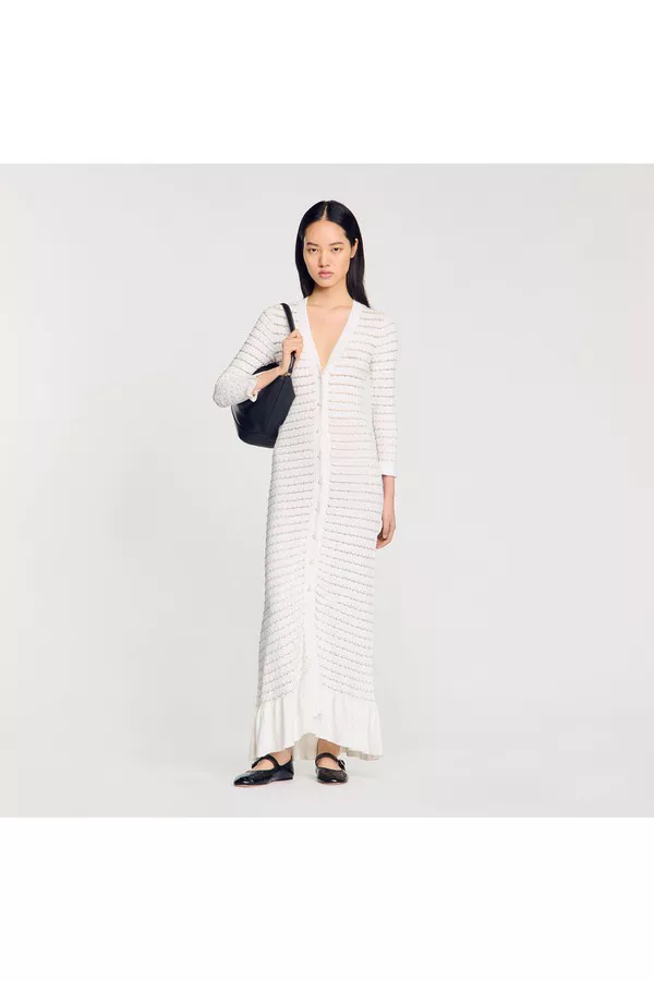 knee length dresses for ladies Striped Maxi Dress With Lace  SANDRO Egypt
