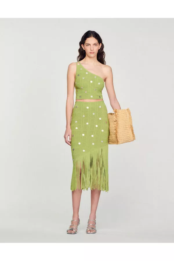 Fringed Knit Skirt by Sandro at THE MILE Fringed Knit Skirt by Sandro at THE MILE