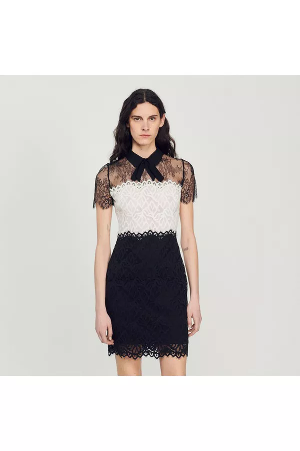 Two-Tone Lace Dress by Sandro at THE MILE Two-Tone Lace Dress by Sandro at THE MILE