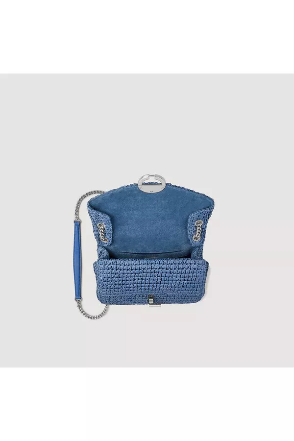 【SANDRO】ラフィア YZA ショルダーバッグ Mock croc leather Yza bag black / gray For Women | Sandro Paris