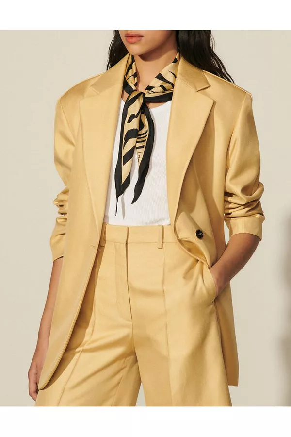 SANDRO Tailored Crepe Jacket in Argile | endource