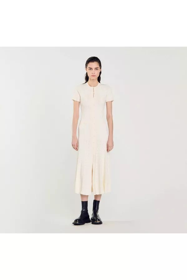 knee length dresses for ladies SANDRO Zade chevron-knit maxi dress