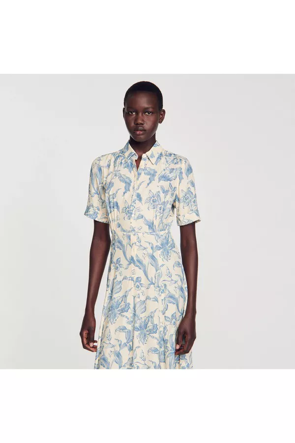 sandro floral shirt dress Sandro Floral Shirt Dress