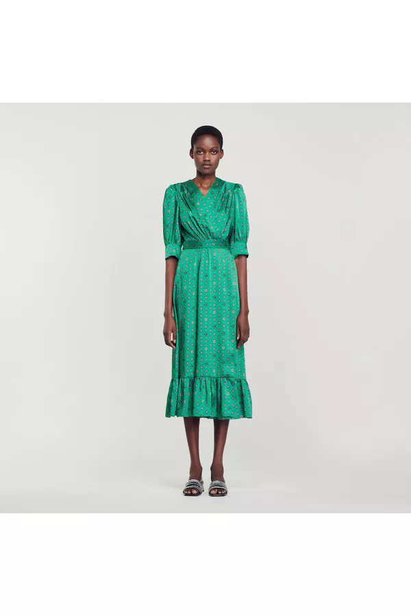 sandro green midi dress Sandro Pointelle knit midi dress