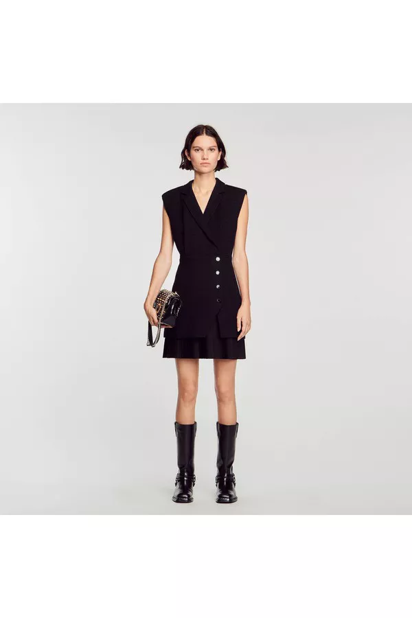 open lace back dress Tweed Dress With Pleated Hem | Dresses & Jumpsuits main image 1