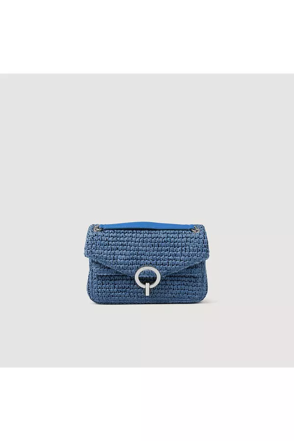 【SANDRO】Yza ブレードラフィア チェーンバッグ ライムグリーン Raffia Yza Bag by Sandro at THE MILE