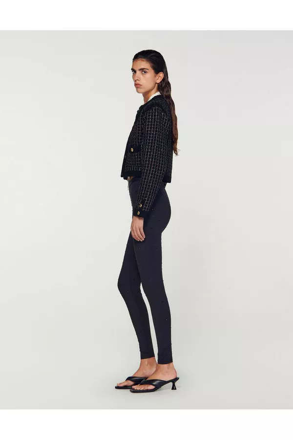 ジャケット・アウター SANDRO Long Houndstooth Coatigan Sandro Long Houndstooth Coatigan In Black - 29% Off