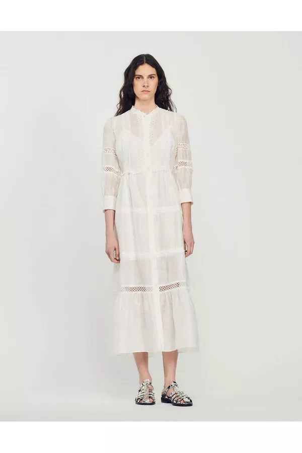 chinese dress ladies Sandro Maxi Dress, White / 42