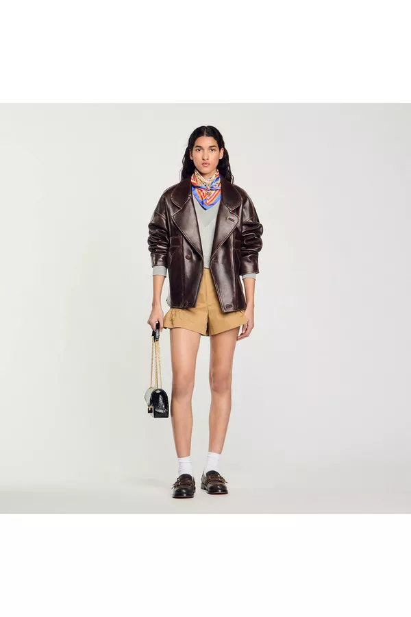 Oversized Leather Jacket by Sandro at THE MILE
