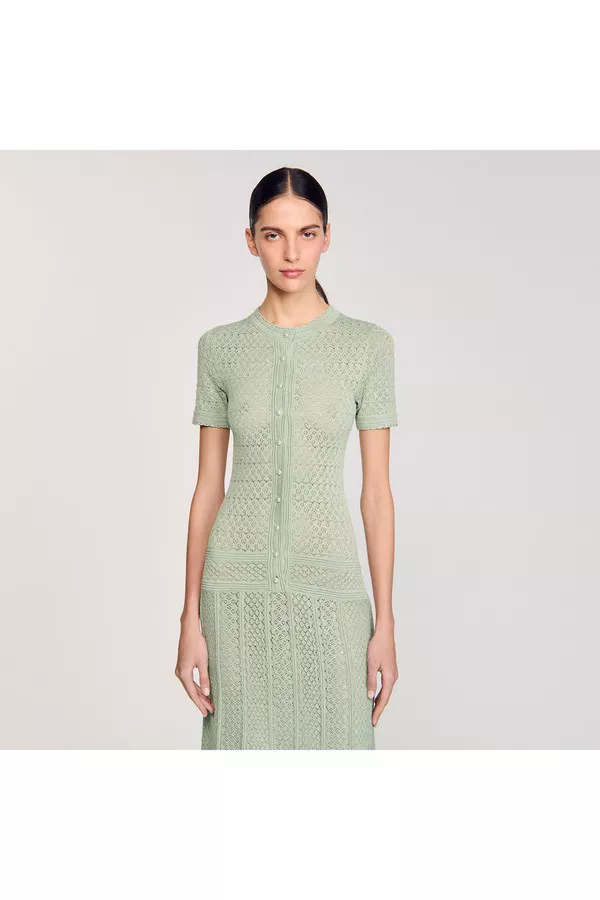 green emerald velvet dress SANDRO DAY DREAM MAXI DRESS IN VISCOSE-KNIT MAXI DRESS main image 0