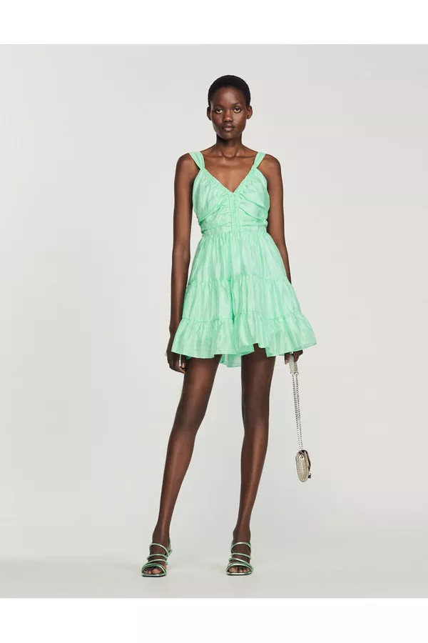sandro short dress with ruffles Short Ruffled Dress by Sandro at THE MILE