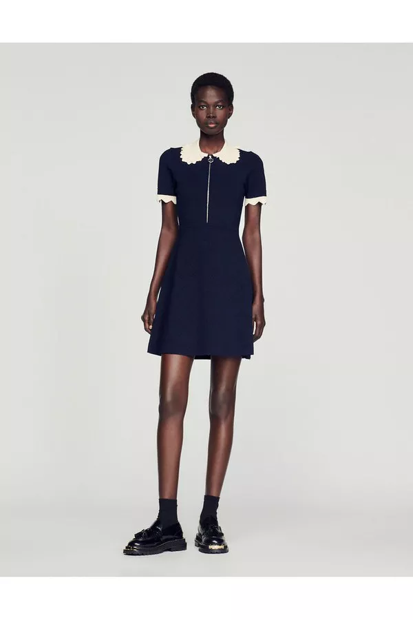 sandro short dress with peter pan collar Sandro Peter Pan Collar Mini Dress In Black - 50% Off