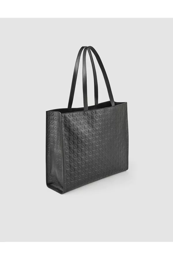 Large Tote In Monogram-Embossed Leather by Sandro at THE MILE