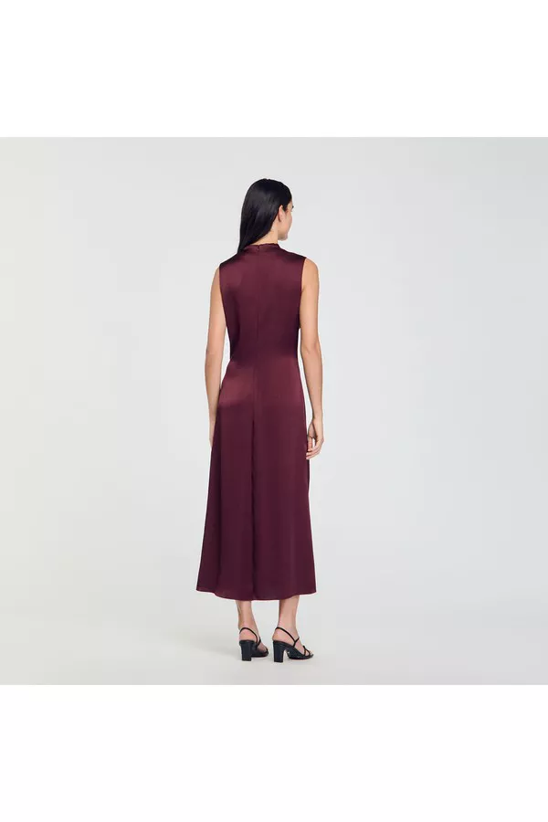sandro draped satin effect dress Draped Satin-Effect Dress by Sandro at THE MILE