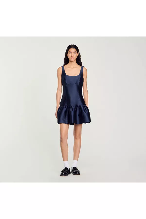 sandro satin dress Sandro satin-effect Mini one-shoulder dress