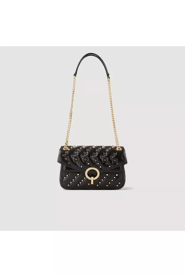 Small Studded Leather Yza Bag by Sandro at THE MILE