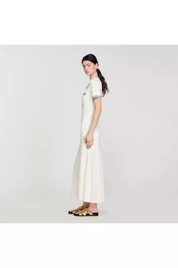 midi dress sandra jeans Nobody's Child Denim Sandra Embroidered Midi Dress