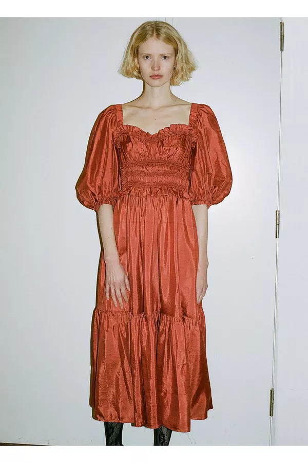 sea kyle silk dress There's strength in softness, and this dress proves it. The Sea Kyle Puff  Sleeve Silk Midi Dress is exactly the kind of piece Maddie would reach for  when she wants to feel