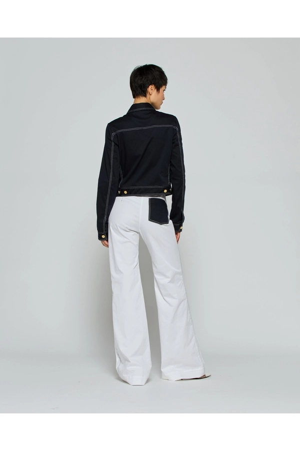 Flare Trouser with Contrast Pockets - White by SERENA BUTE