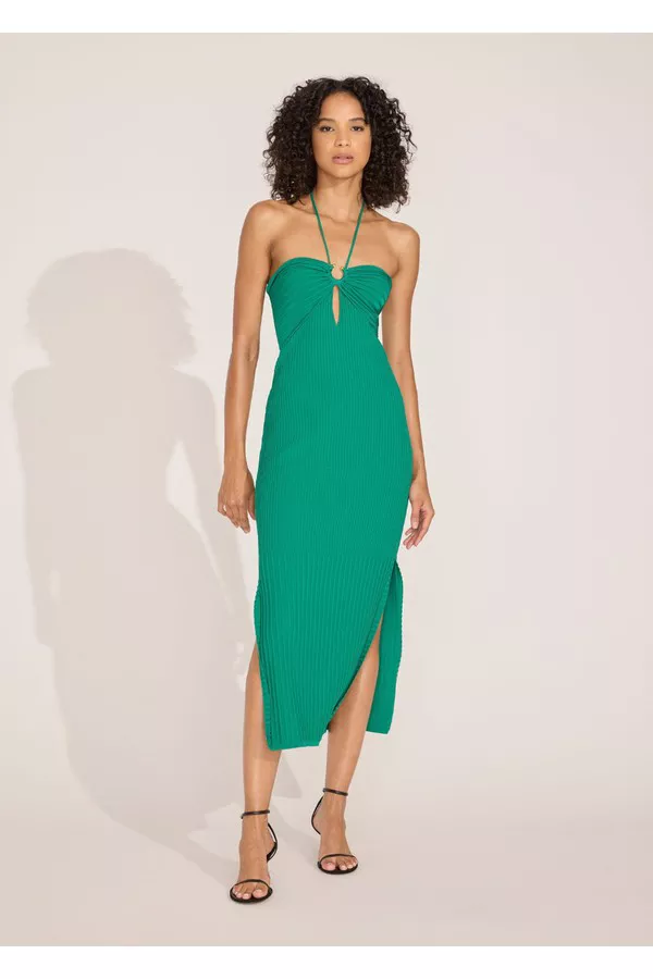 green emerald velvet dress Lizzie Sea Green and White Striped Maxi Dress Medium / Sea Green