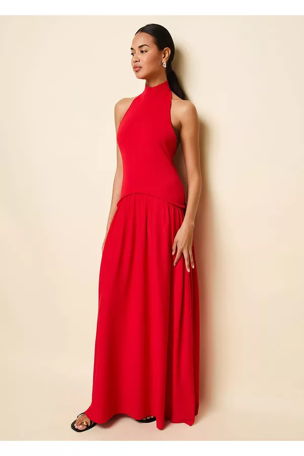 v chapman halter dress The Scarlette Dress in Peach Tapestry 12 / Peach Tapestry main image 1