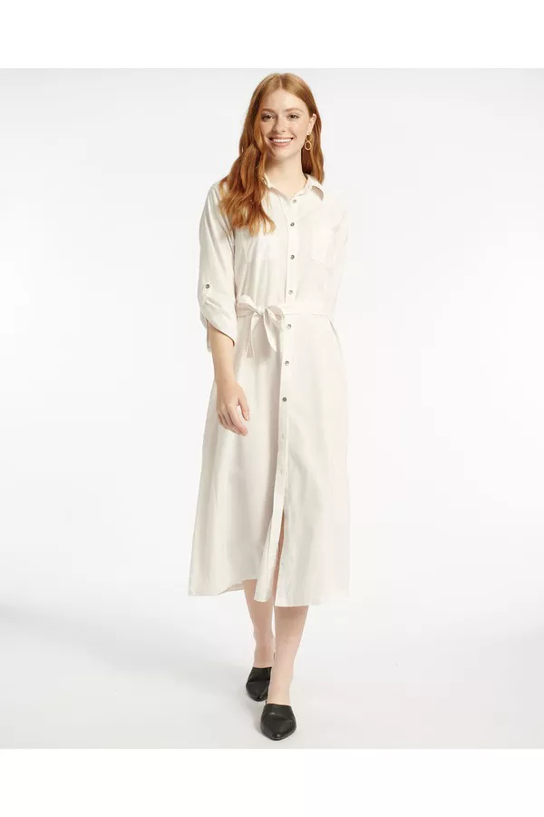 paige shirt dress Paige Wrap Dress With V-Neck Shape in Poolside Stripe XL / Poolside Stripe