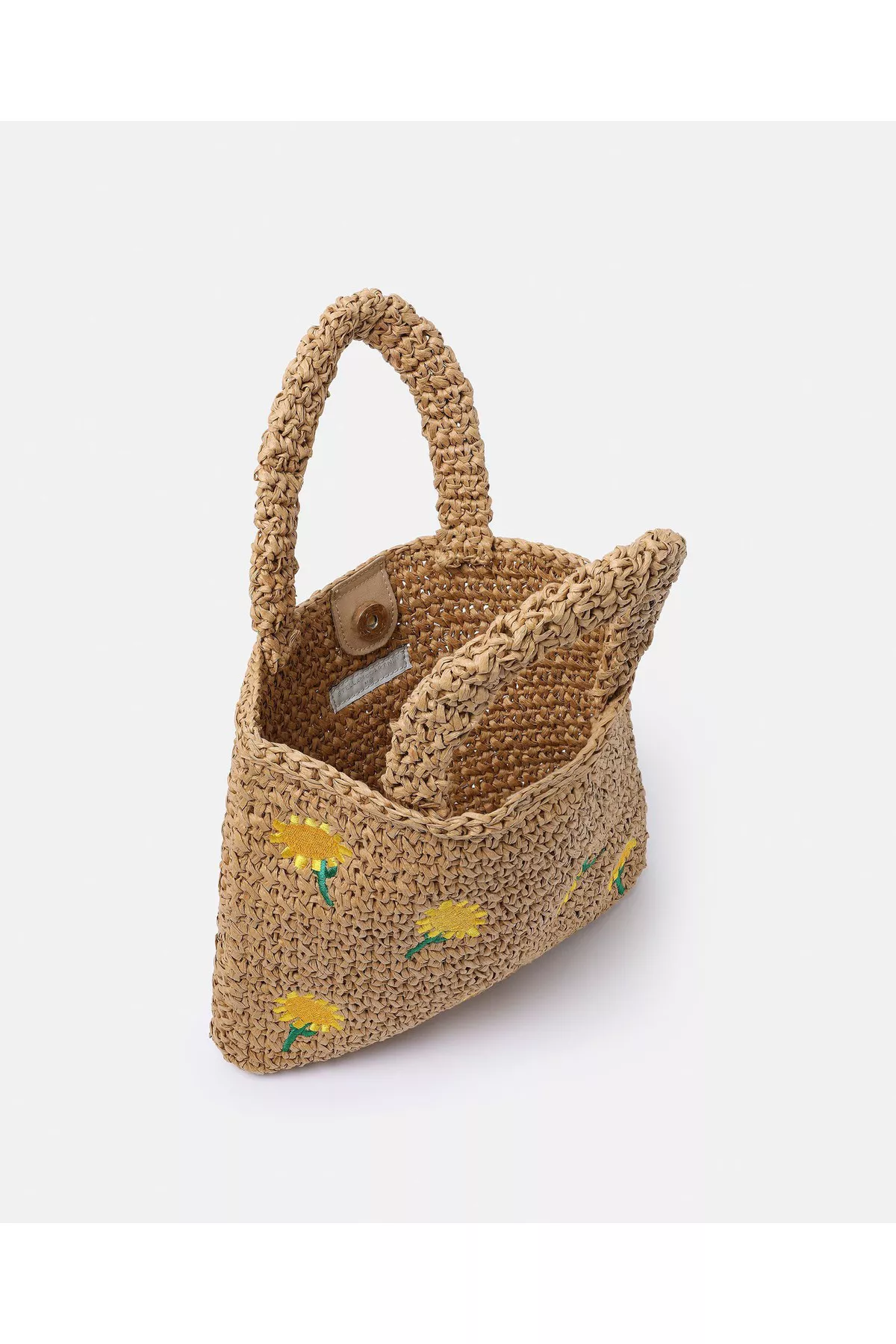Sunflower Embroidery Raffia Tote Bag by Stella McCartney