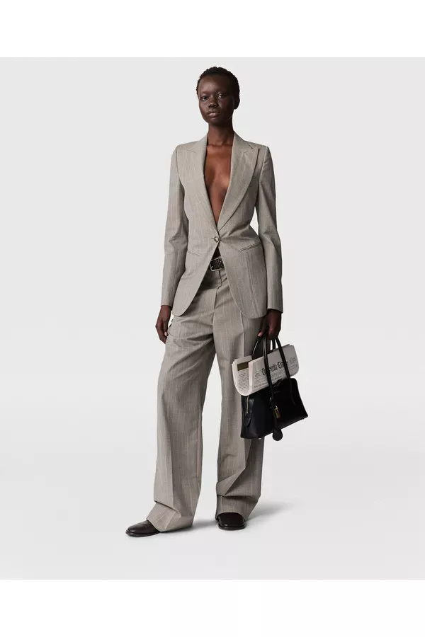 Tapered Slim-Leg Pinstripe Pants by Stella McCartney at THE MILE