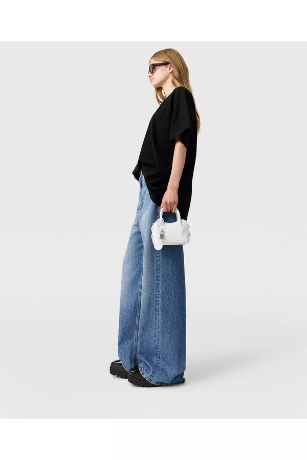 デニム・ジーパン Stella McCartney FW25 \"WIDE LEG\" JEANS (6D0390 3SQH301115) STELLA MCCARTNEY Cropped embellished crochet-trimmed mid