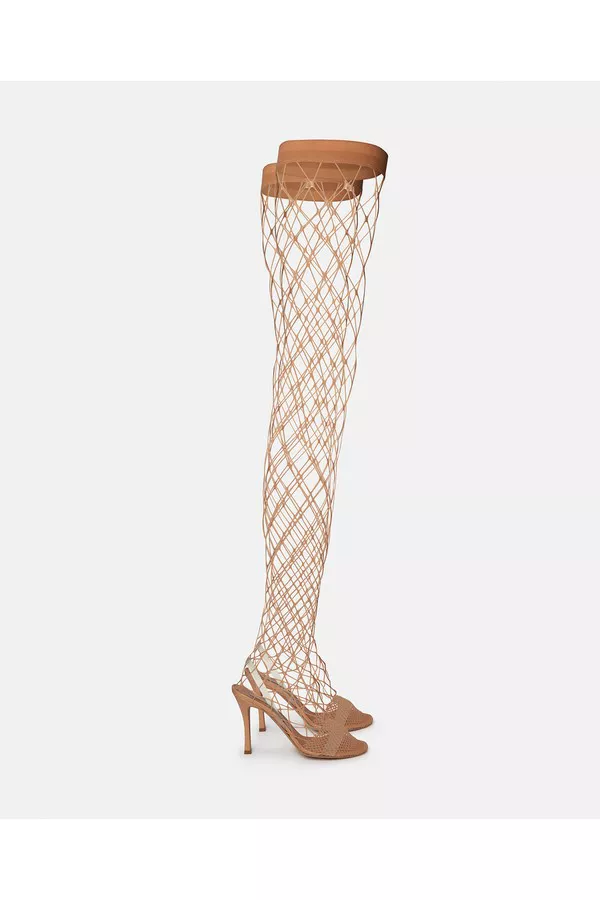 Stella 100 Fishnet Thigh-High Heels by Stella McCartney at