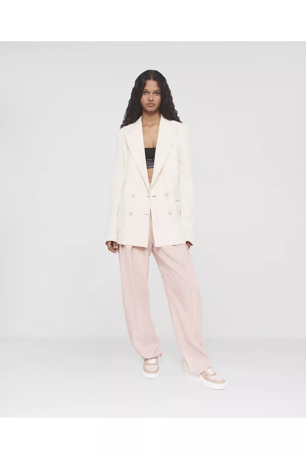 アウターその他 STELLA MCCARTNEY Woman Blazer Cream 6500963CU704 9200 Fluid Linen Double-Breasted Blazer by Stella McCartney at